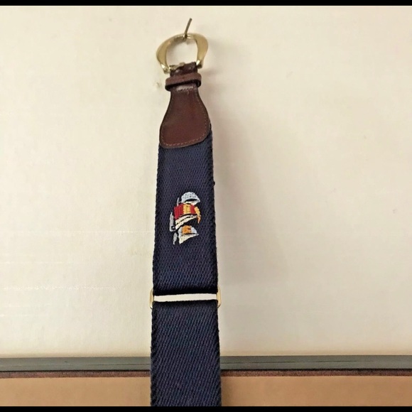 Leather Canvas Belt 3 Sailing Ship 34” Adjustable Summer - Picture 8 of 8